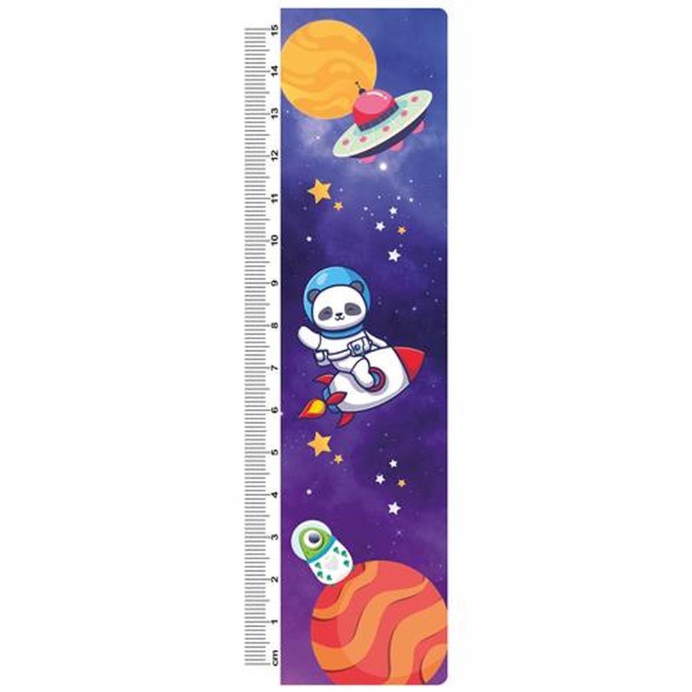 Régua Escolar Saga Impressão em Led Desenhos em Flip Imagem Astronauta 15cm Embalagem com 12 unidades