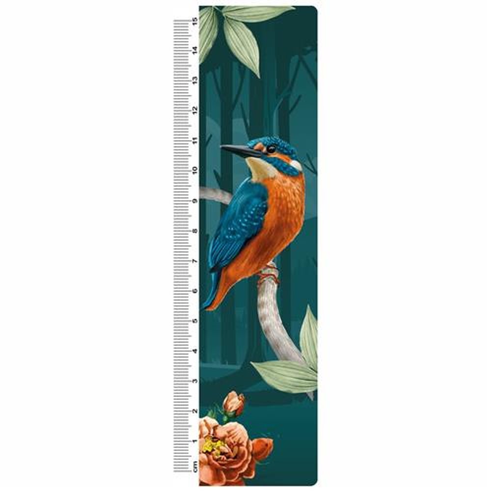 Régua Escolar Saga Impressão em Led Desenhos em Flip Imagem Pássaros 15cm Embalagem Com 12 Unidades