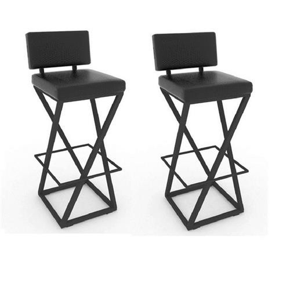 Banqueta Bistrô Estofada Preta kit com 2