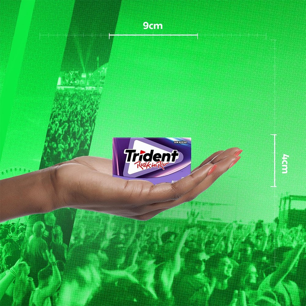 Chiclete Trident Blueberry Sem Açúcar 25,2g - Display com 12 Unidades