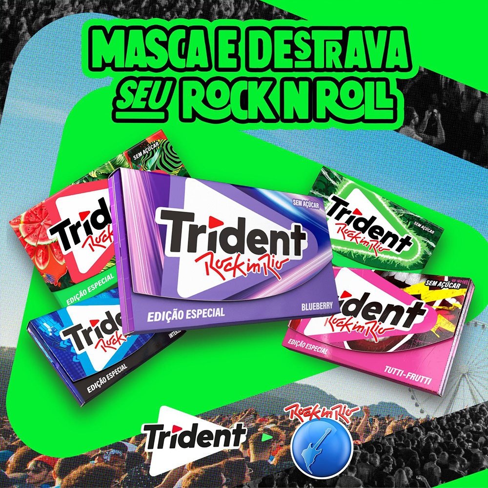 Chiclete Trident Blueberry Sem Açúcar 25,2g - Display com 12 Unidades