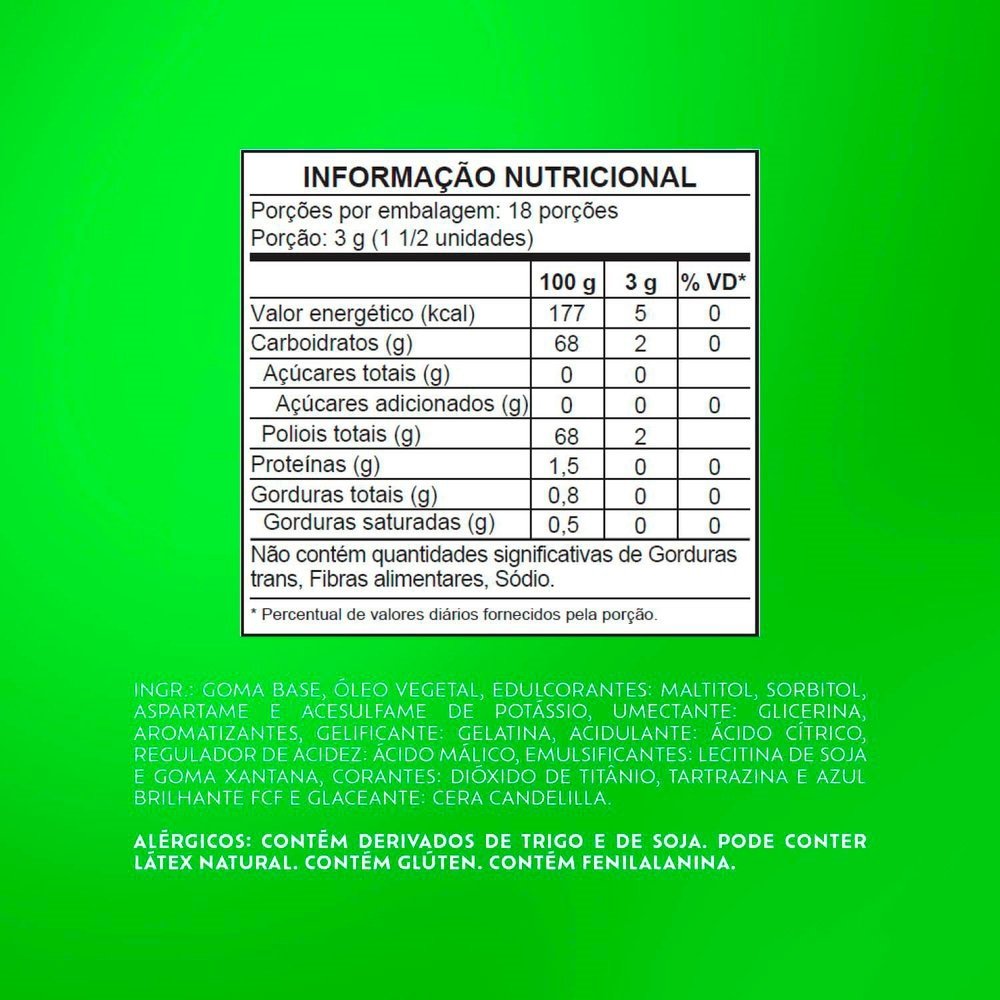 Chiclete Trident  XSenses Morango Lime sem Açúcar Garrafa 54g - Caixa com 6 Unidades