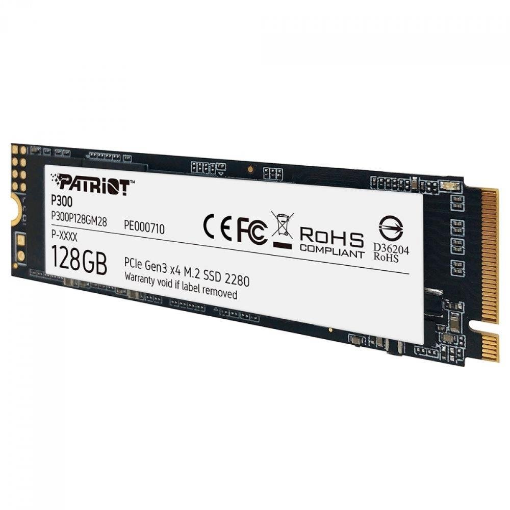 SSD Patriot P300, 128GB, M.2 2280, NVME PCIe, Leitura 1600MBs e Gravação 600MBs, P300P128GM28