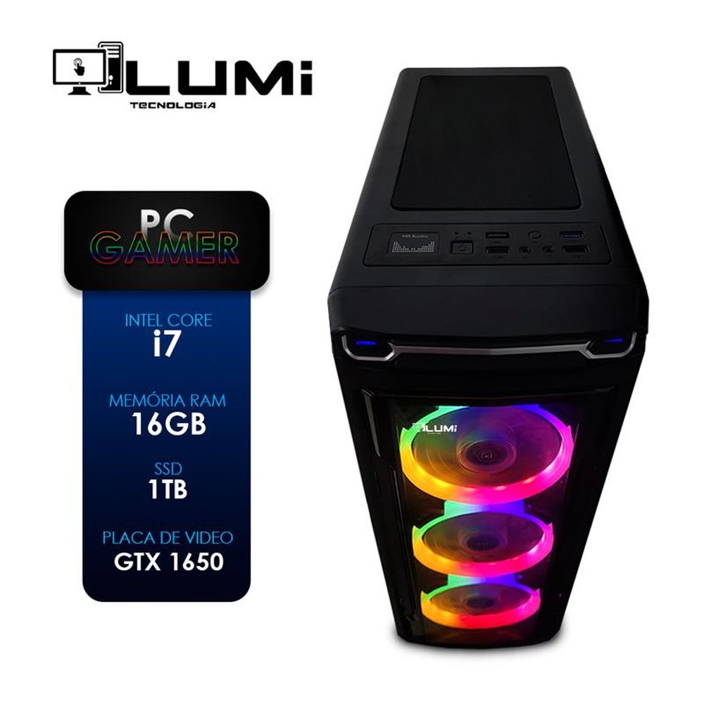 Computador Gamer Intel Core i7 6700 By Asus 16GB 1TB Vídeo GTX 1650 4GB Windows 10 - Lumitec