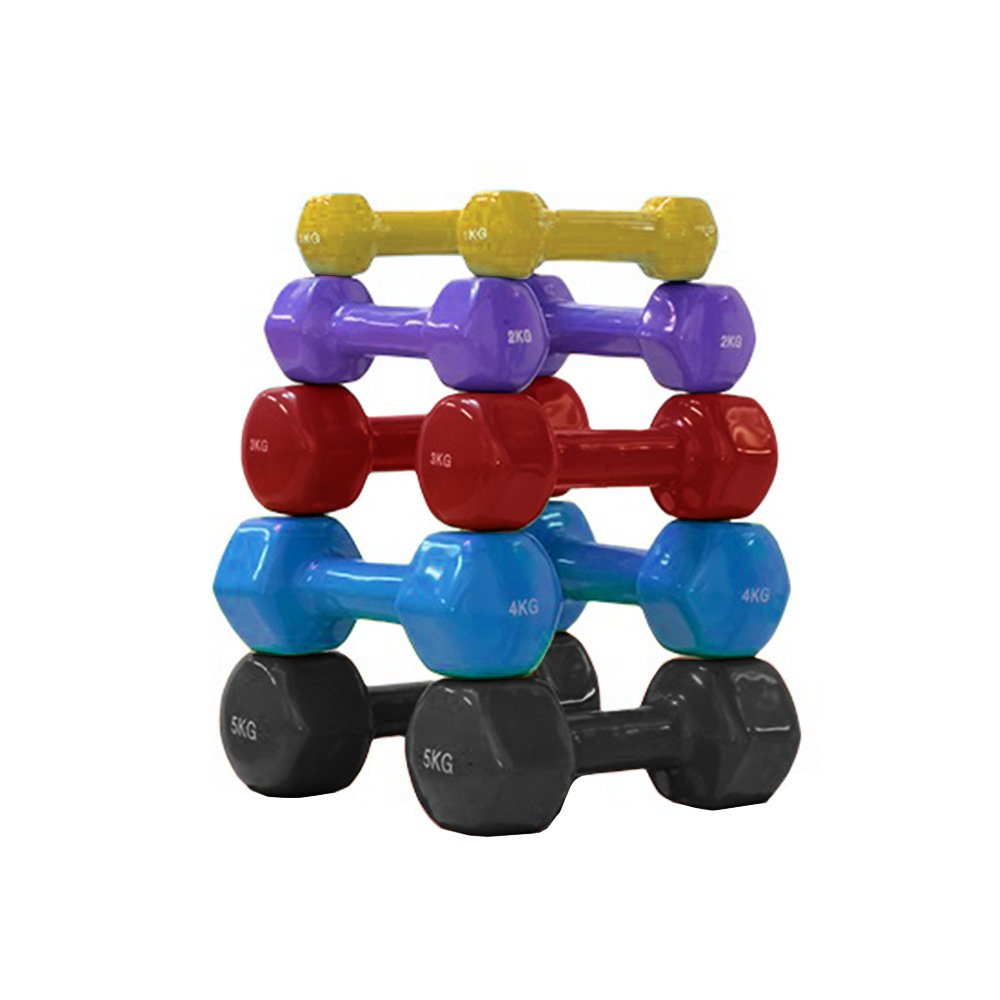 Kit 10 Halteres Vinil Hexagonal 1 A 5 KG Total 30 KG Wellness - WK091