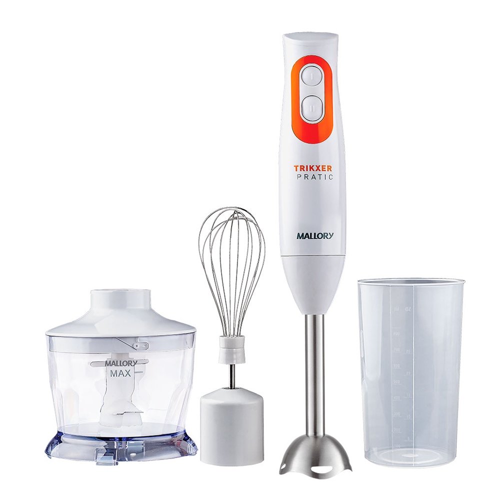 Mixer Mallory Trikxer - 3 em 1, 500W, 2 Velocidades, Processador, Batedor Clara, Branco, 220V