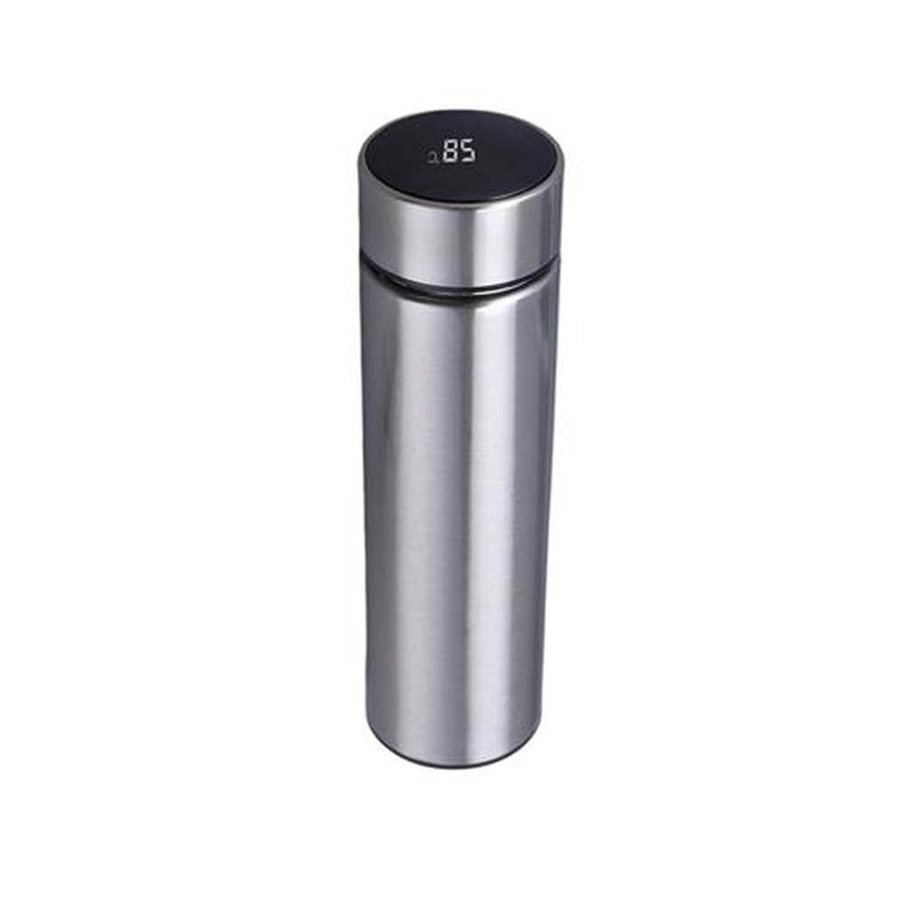 Garrafa Térmica Inox (Squeeze) Prata Com Sensor de Temperatura 460ml
