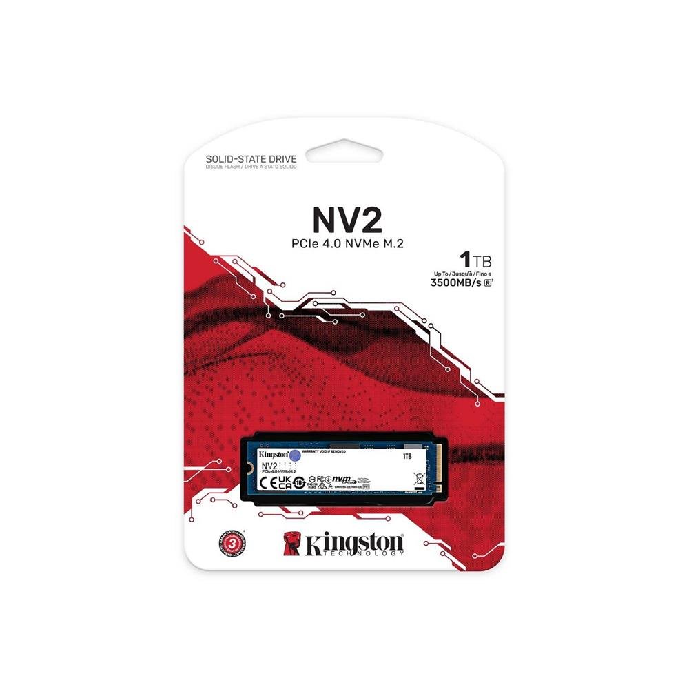 SSD Kingston NV2, 1TB, M.2, NVMe 2280, Leitura 3500MB/s, Gravação 2100MB/s