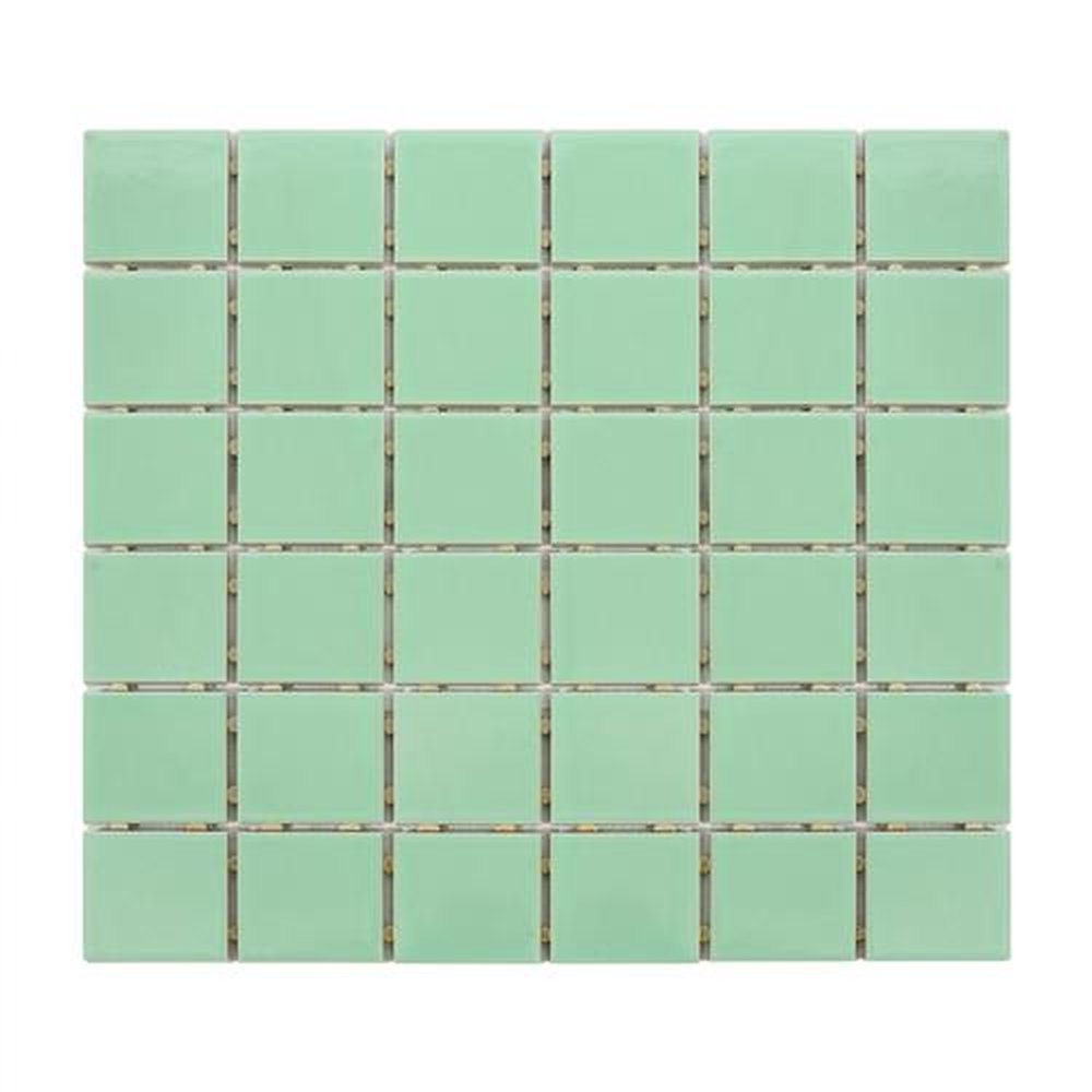 Pastilha De Porcelana Mosaico Ritmo Verde Primavera Brilhante Para Parede 5x5cm