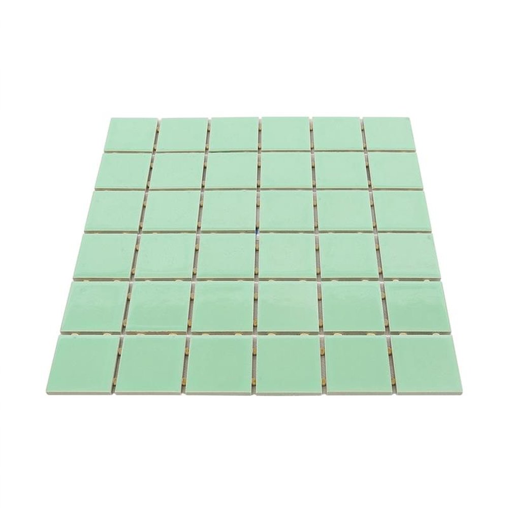 Pastilha De Porcelana Mosaico Ritmo Verde Primavera Brilhante Para Parede 5x5cm
