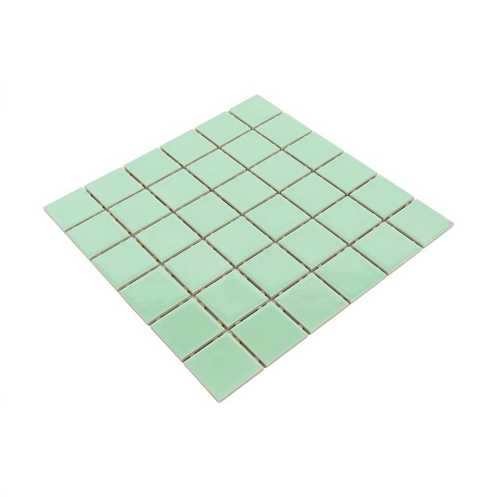 Pastilha De Porcelana Mosaico Ritmo Verde Primavera Brilhante Para Parede 5x5cm