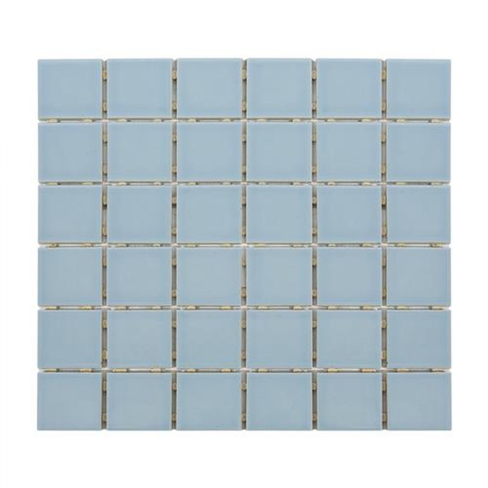 Pastilha De Porcelana Mosaico Ritmo Azul Citrino Brilhante Para Parede 5x5cm