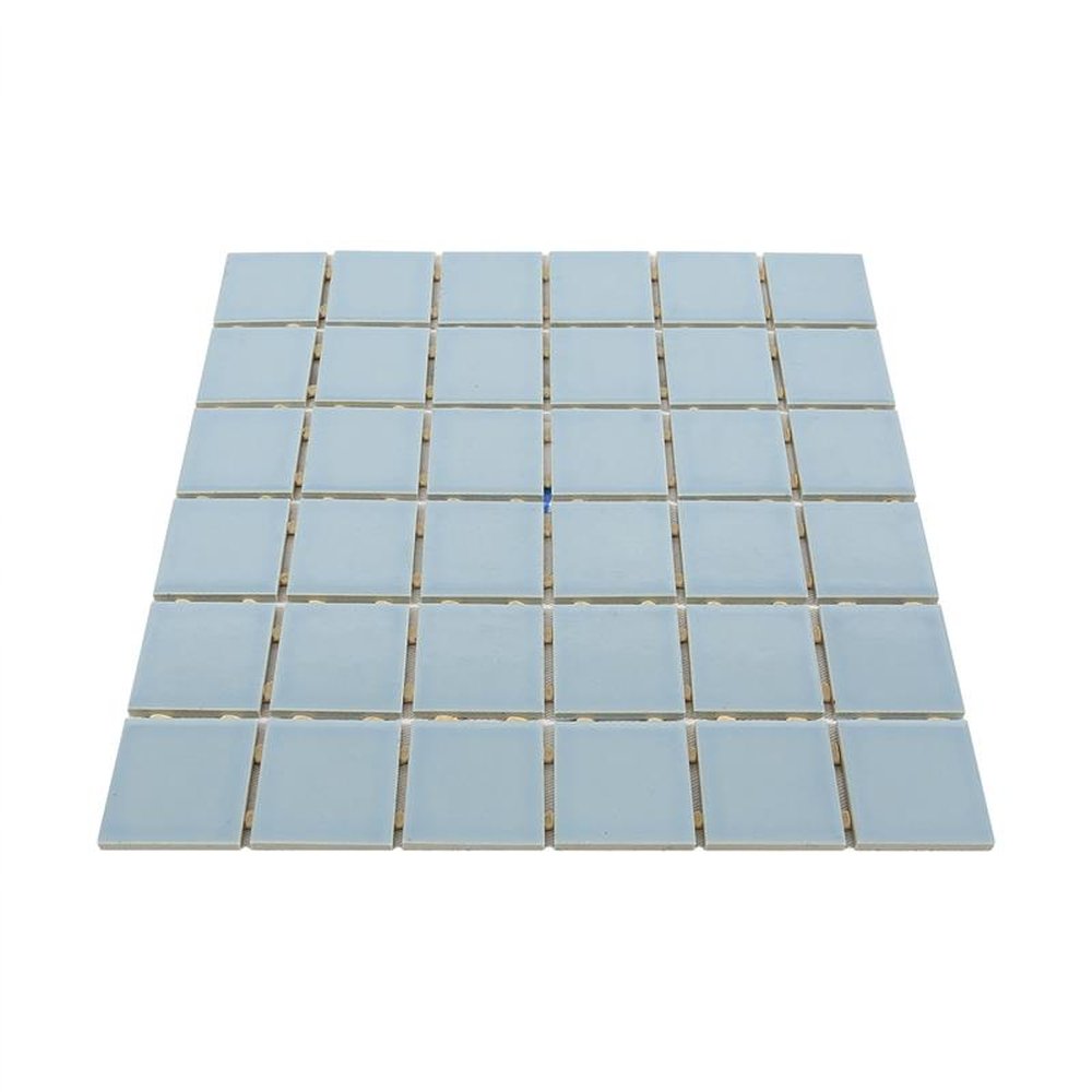 Pastilha De Porcelana Mosaico Ritmo Azul Citrino Brilhante Para Parede 5x5cm