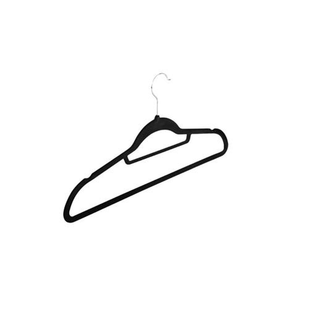Kit 3 Cabides de Veludo Adulto Antideslizante Preto 45x23cm Altaluce