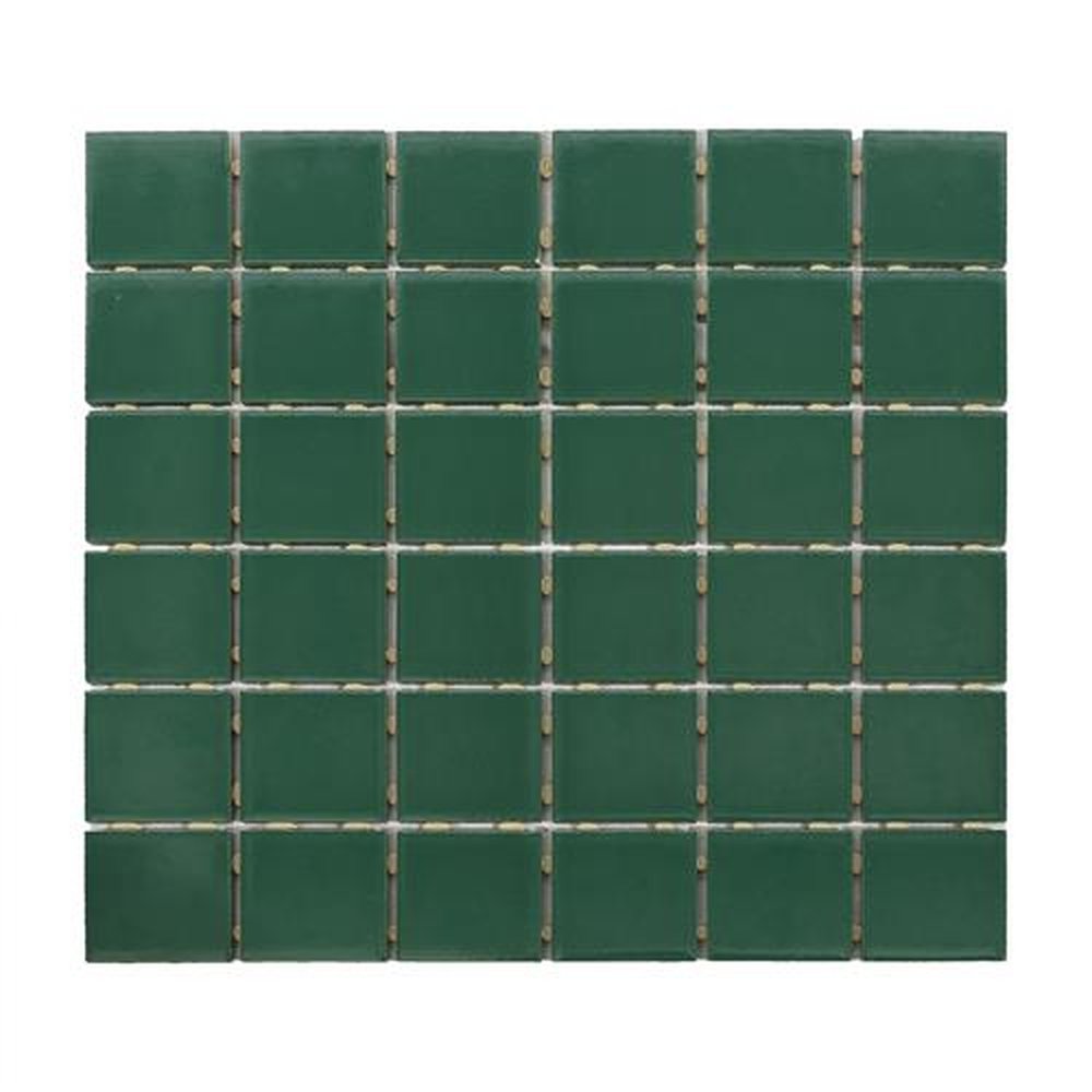 Pastilha De Porcelana Mosaico Ritmo Verde Musgo Brilhante Para Parede 5x5cm