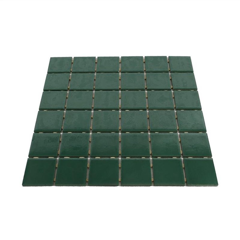 Pastilha De Porcelana Mosaico Ritmo Verde Musgo Brilhante Para Parede 5x5cm