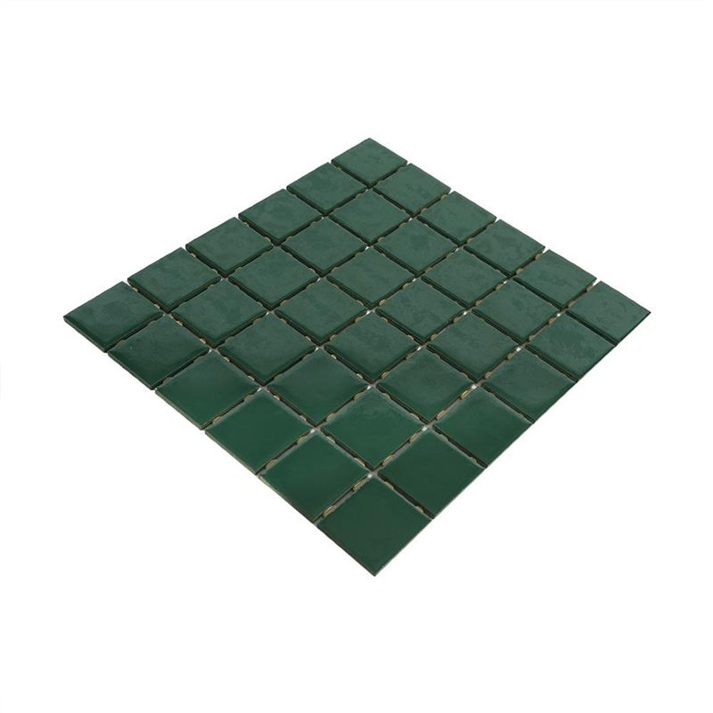 Pastilha De Porcelana Mosaico Ritmo Verde Musgo Brilhante Para Parede 5x5cm