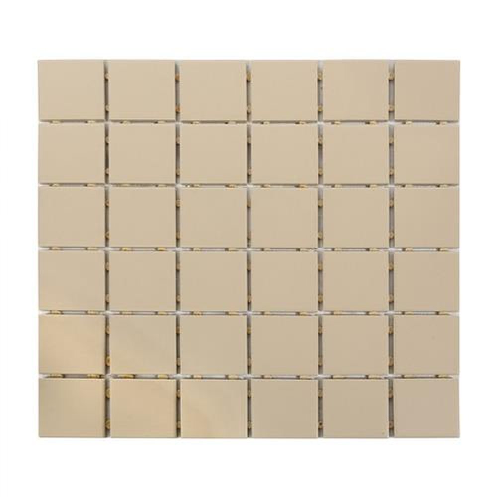 Pastilha De Porcelana Mosaico Ritmo Bege Acetinado Para Parede 5x5cm