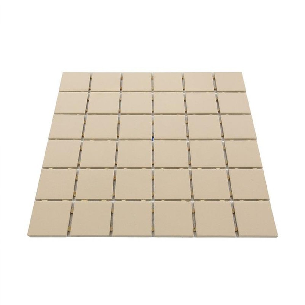 Pastilha De Porcelana Mosaico Ritmo Bege Acetinado Para Parede 5x5cm