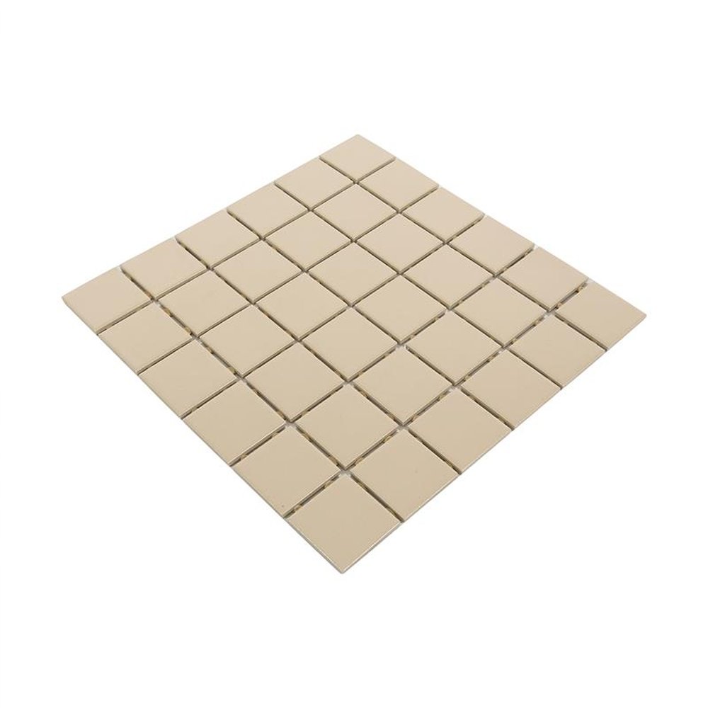 Pastilha De Porcelana Mosaico Ritmo Bege Acetinado Para Parede 5x5cm