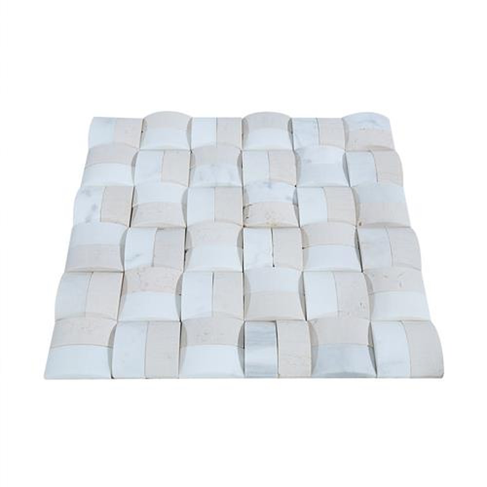 Pastilha De Pedra Mosaico Atelier Off White Sombras Para Parede 30x30cm