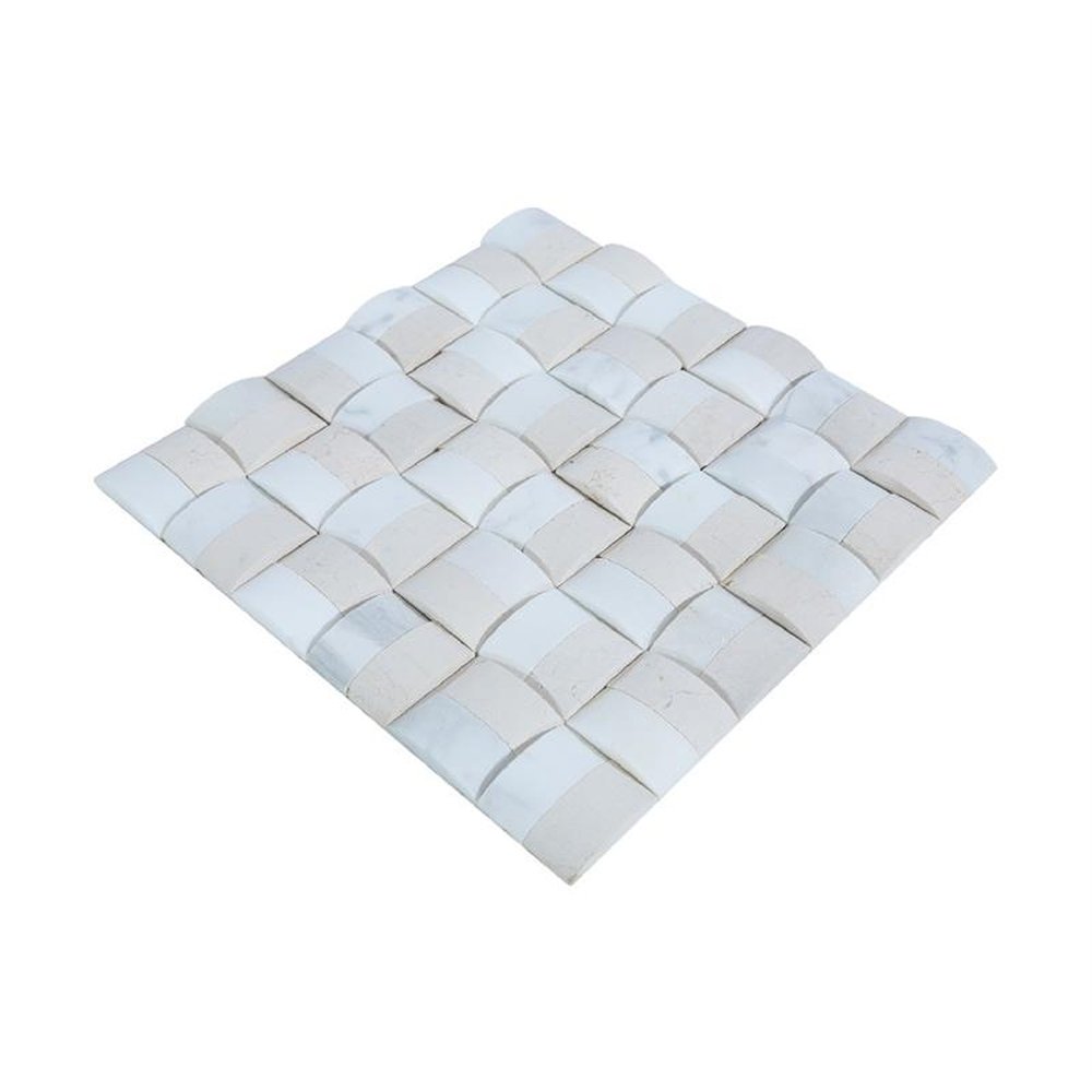 Pastilha De Pedra Mosaico Atelier Off White Sombras Para Parede 30x30cm