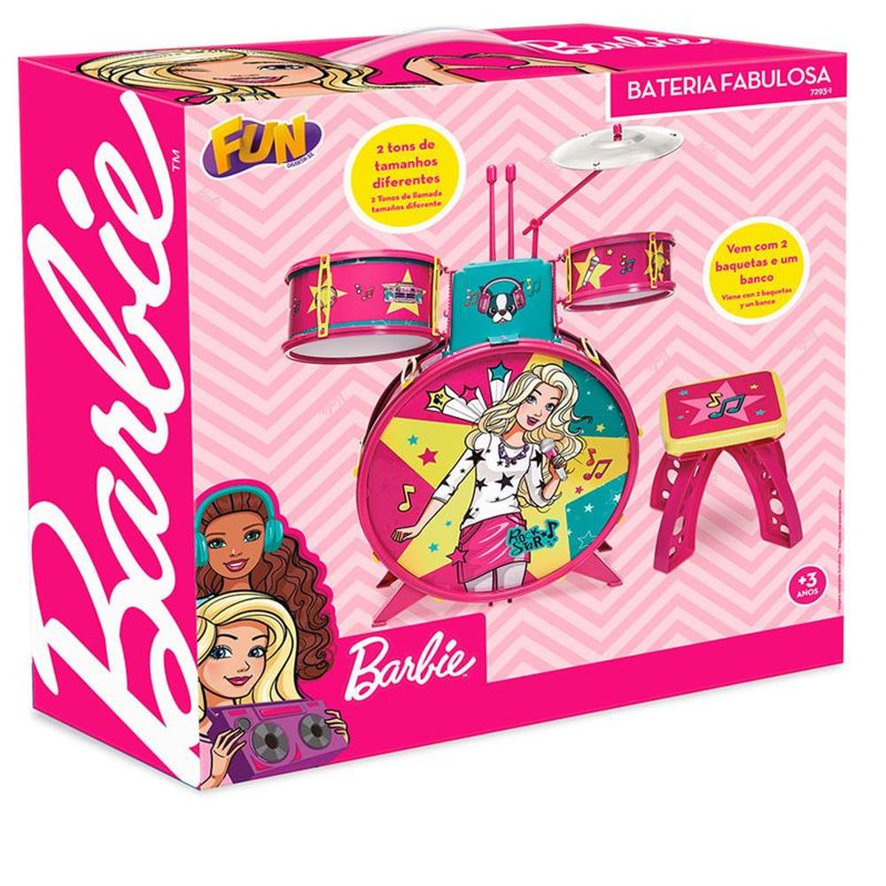 Bateria Infantil da Barbie - Fun Divirta-Se