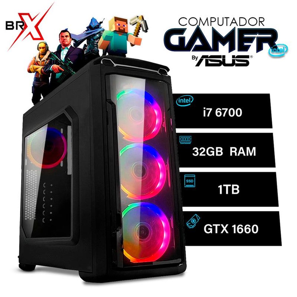 Computador Gamer Intel Core i7 6700 By Asus 32GB 1TB Vídeo GTX 1660 6GB Windows 10 - BRX
