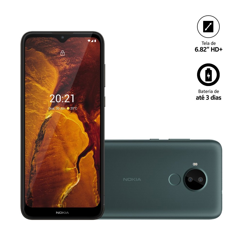 Smartphone Nokia C30 Verde Escuro, Tela de 6.82", 4G+Wi-Fi, Android 11, Câm. Tras. de 13MP, Frontal de 5MP, 2GB RAM, 64GB
