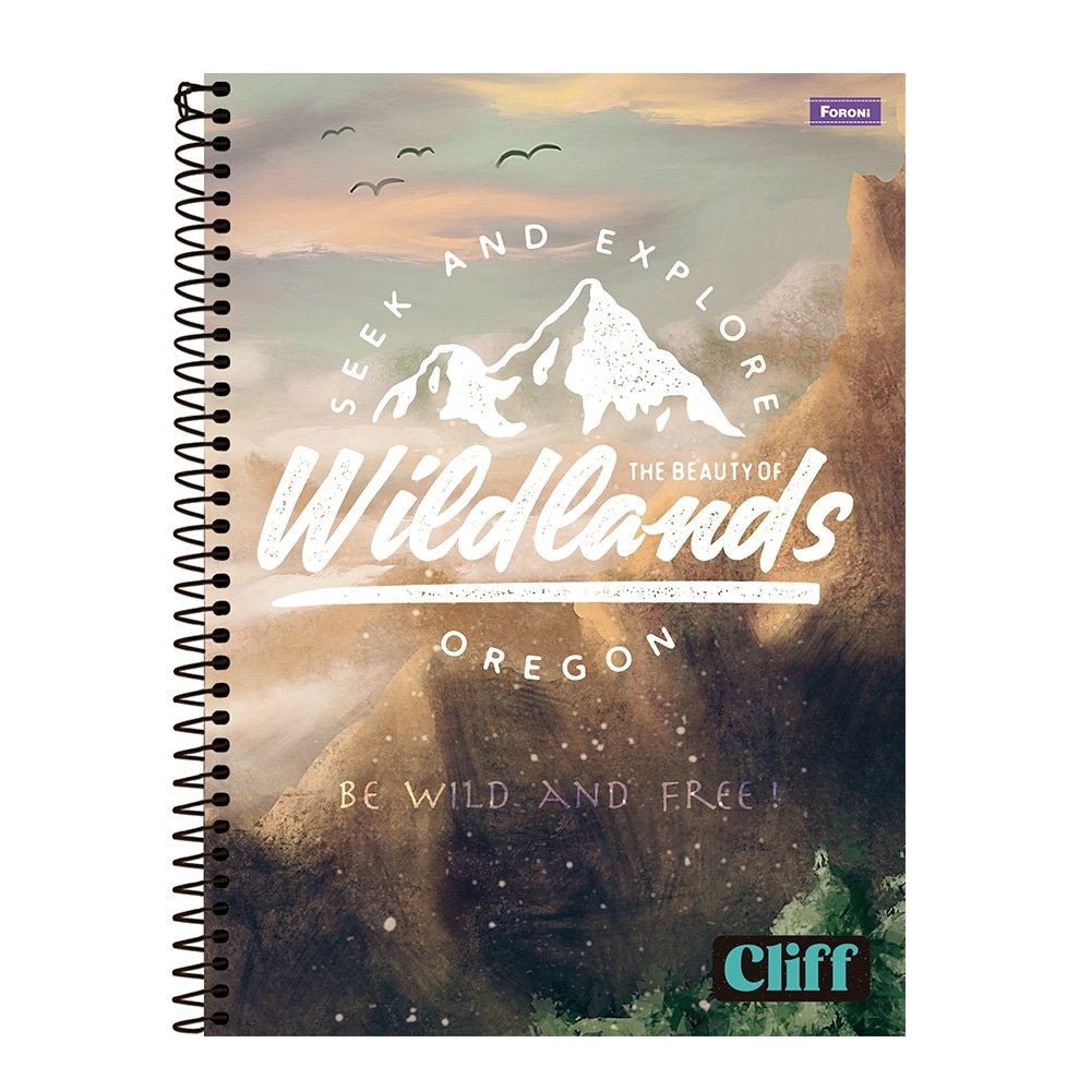 Caderno Espiral Universitário Foroni Capa Dura Cliff Masculino 20 Matérias 320 Folhas -  Embalagem com 2 Unidades