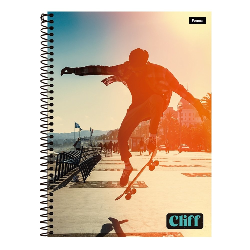 Caderno Espiral Universitário Foroni Capa Dura Cliff Masculino 20 Matérias 320 Folhas -  Embalagem com 2 Unidades