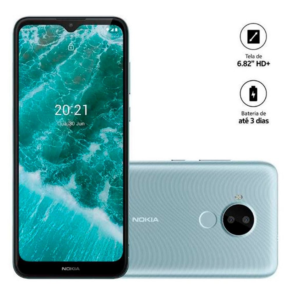 Smartphone Nokia C30 Branco, Tela de 6.82", 4G+Wi-Fi, Android 11, Câm. Tras. de 13MP, Frontal de 5MP, 2GB RAM, 64GB