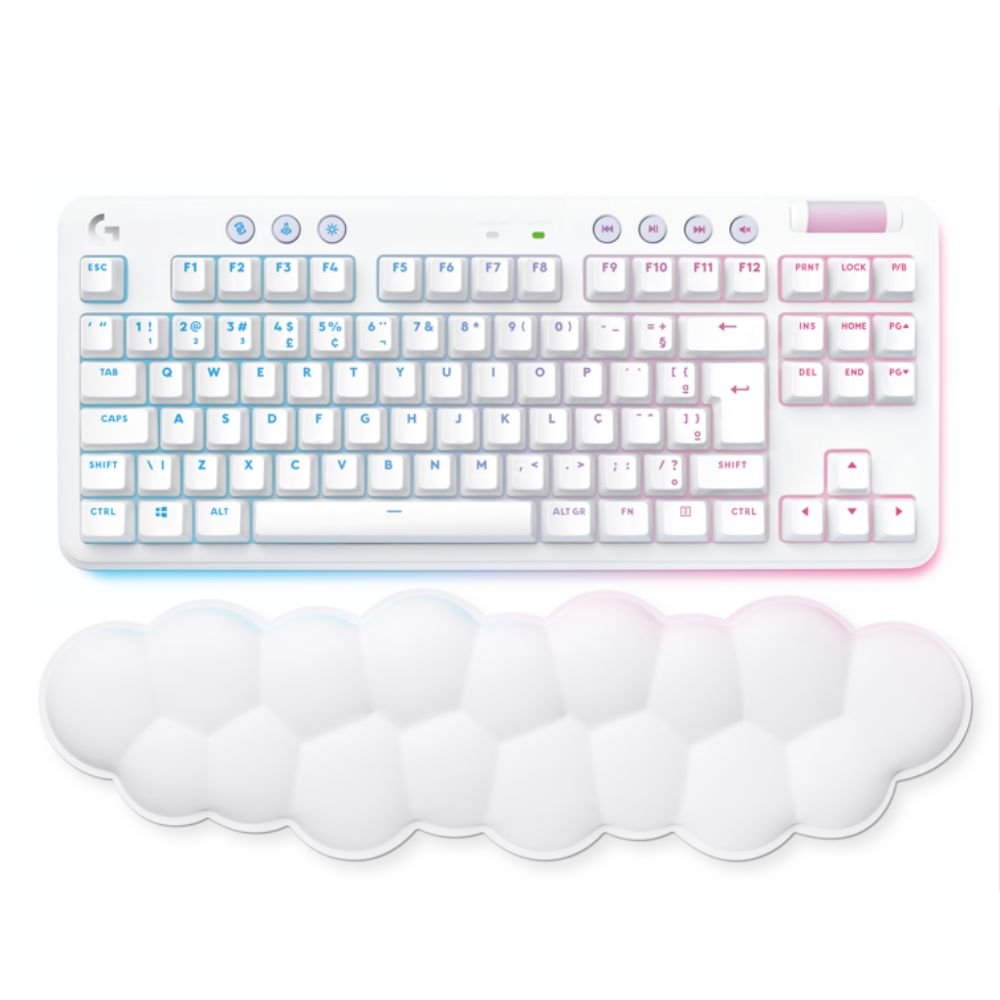 Teclado Gamer Mecanico Logitech G715 Linear Sem Fio RGB Branco