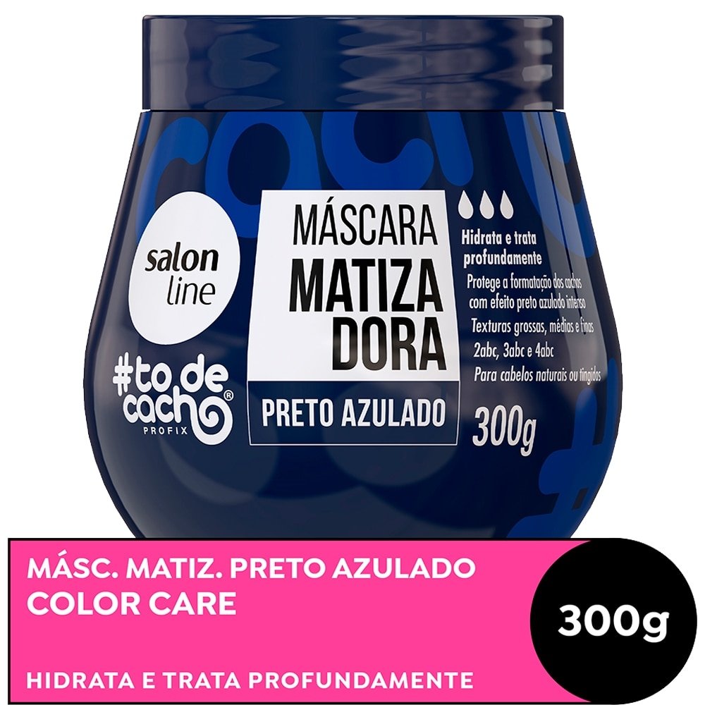 Máscara Hidratação Salon Line Tô de Cachos Matizadora Preto Azul 300g