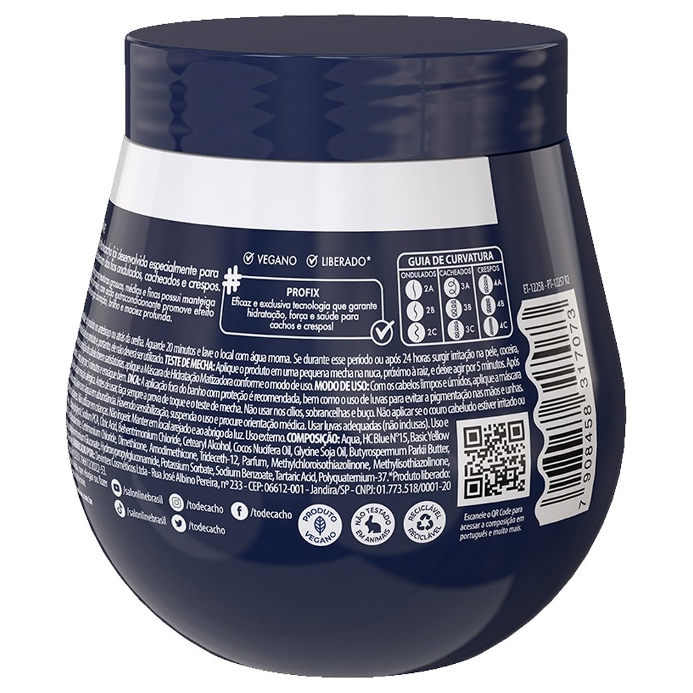 Máscara Hidratação Salon Line Tô de Cachos Matizadora Preto Azul 300g
