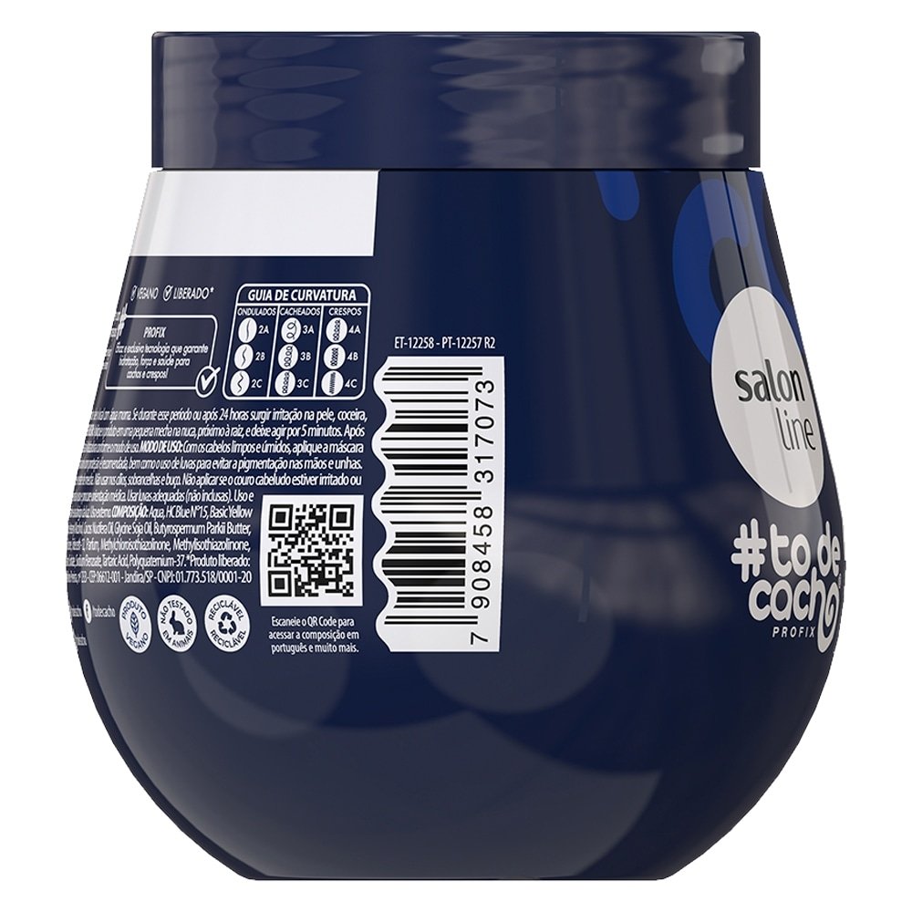 Máscara Hidratação Salon Line Tô de Cachos Matizadora Preto Azul 300g