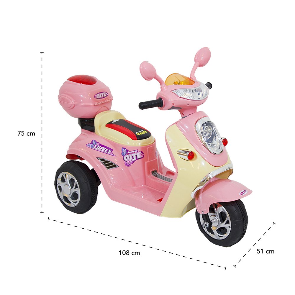 Moto Lambreta Elétrica 6V Rosa Bel