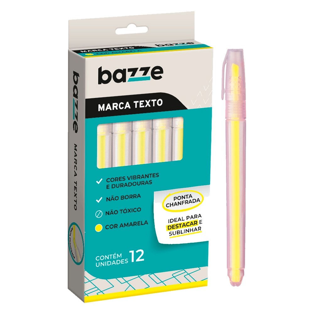 Marca Texto Bazze Amarelo, 12x1