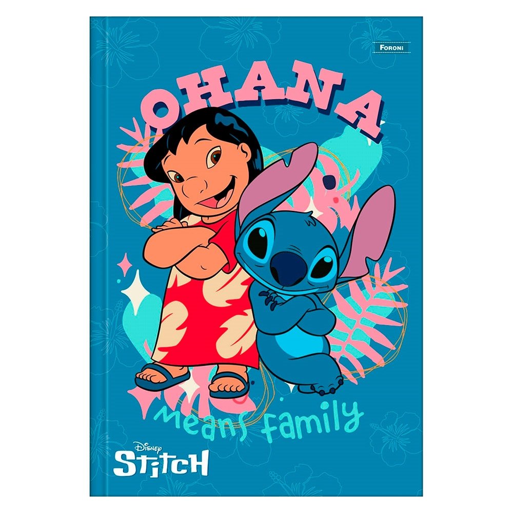 Caderno Costurado Foroni Universitário Capa Dura Stitch 80 Folhas - Embalagem com 5 Unidades