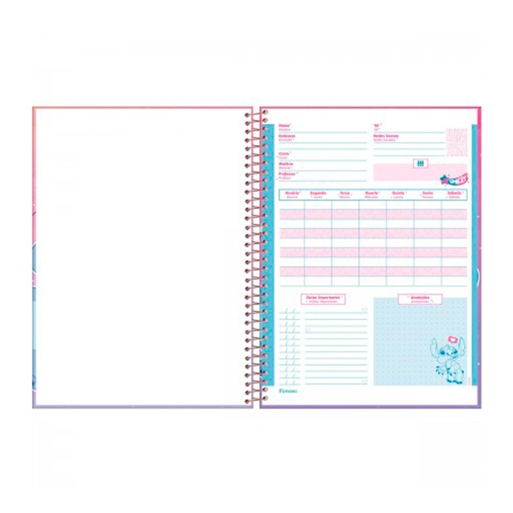 Caderno Espiral Foroni Universitário Capa Dura 1 Matéria Stitch 80 Folhas - Embalagem com 4 Unidades (Sortido)