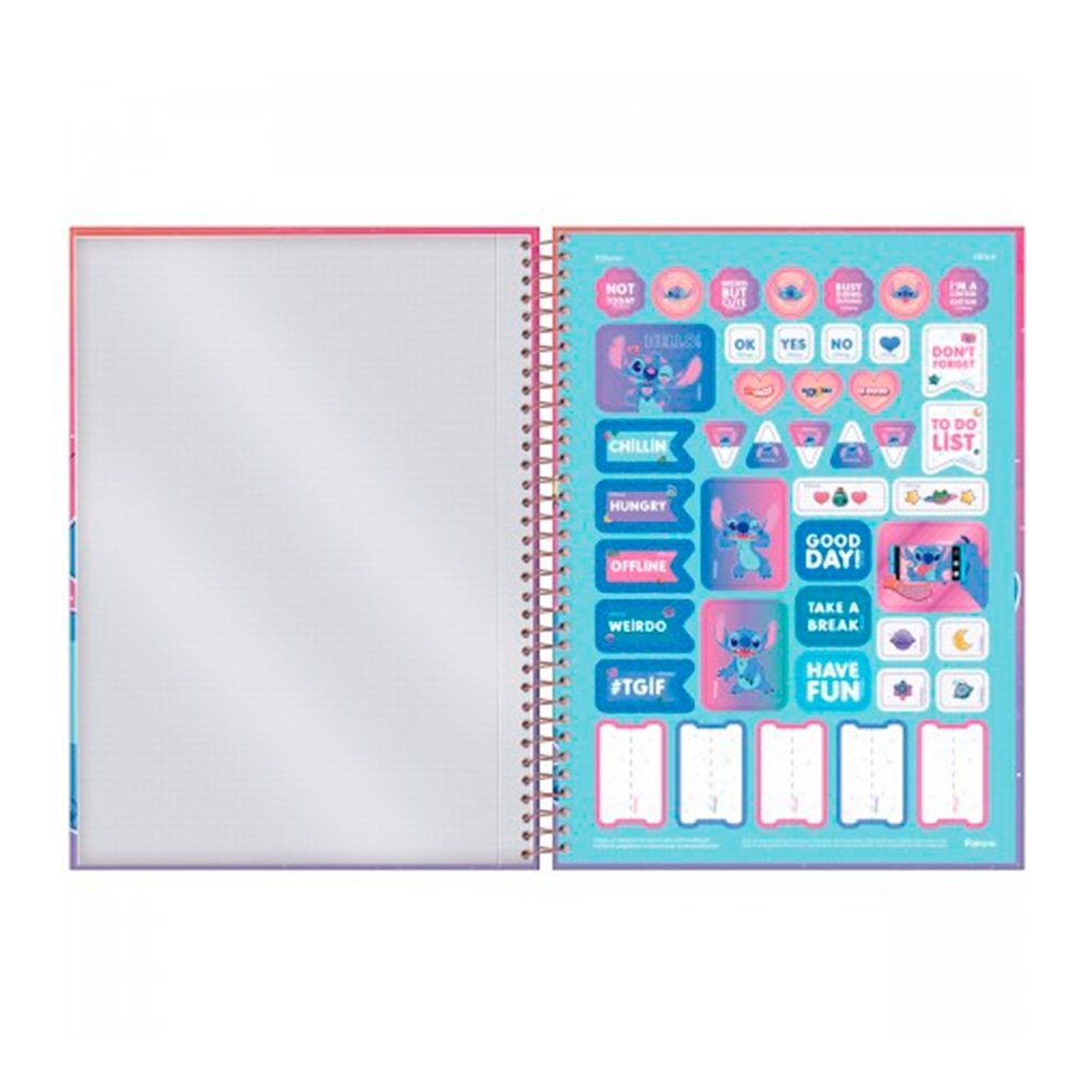 Caderno Espiral Foroni Universitário Capa Dura 1 Matéria Stitch 80 Folhas - Embalagem com 4 Unidades (Sortido)