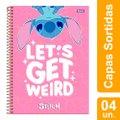 Caderno Espiral Foroni Universitário Capa Dura 1 Matéria Stitch 80 Folhas - Embalagem com 4 Unidades (Sortido)