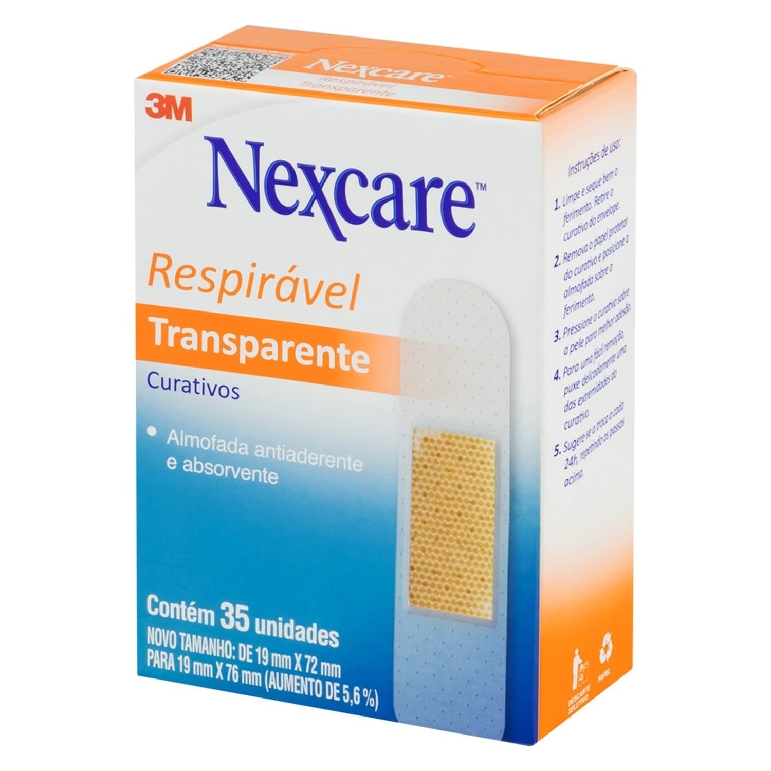 Curativo 3M Nexcare 19mmX76mm Transparente - Embalagem com 35 Unidades