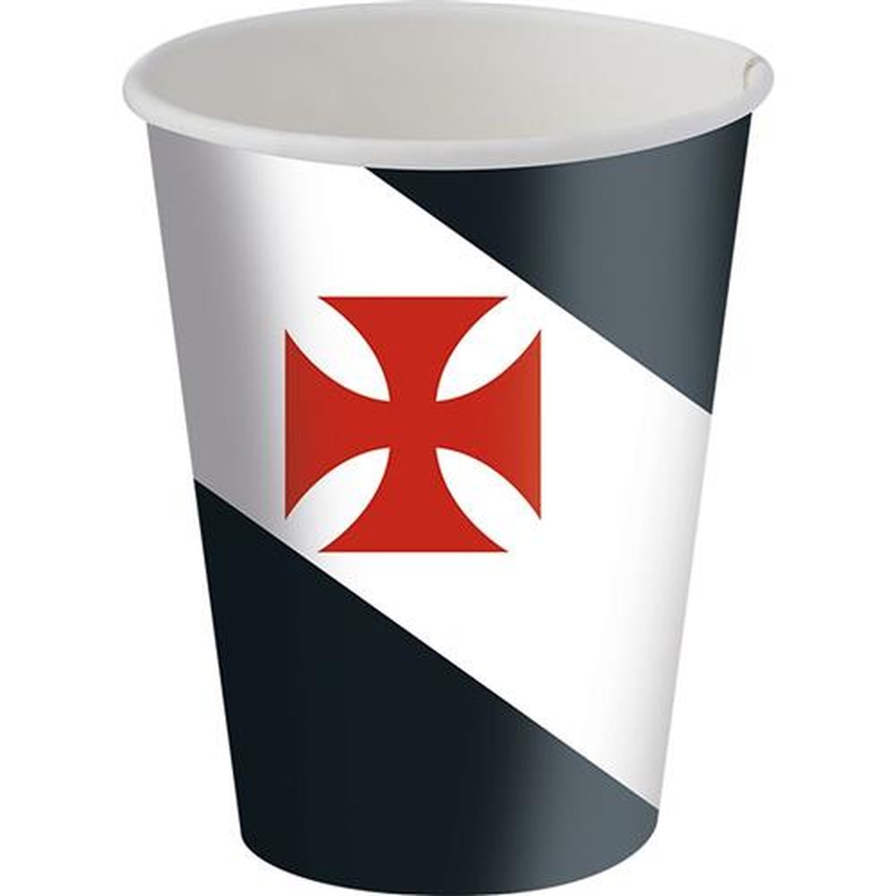 Copo Papel 200Ml Vasco Da Gama - Embalagem com 8 unidades.