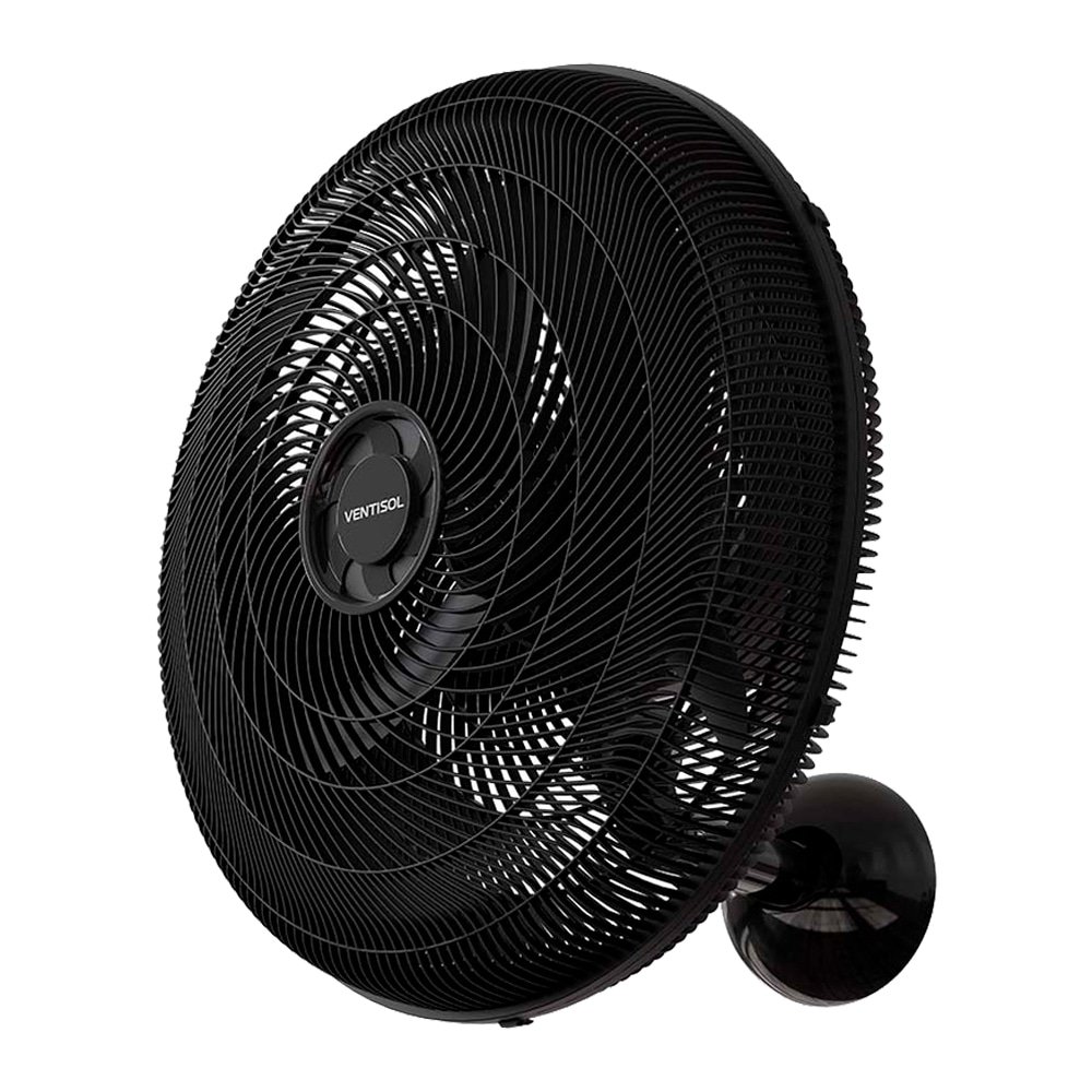 Ventilador de Parede Ventisol 50cm New, Controle de Velocidades, 3 Pás, Preto, 220V