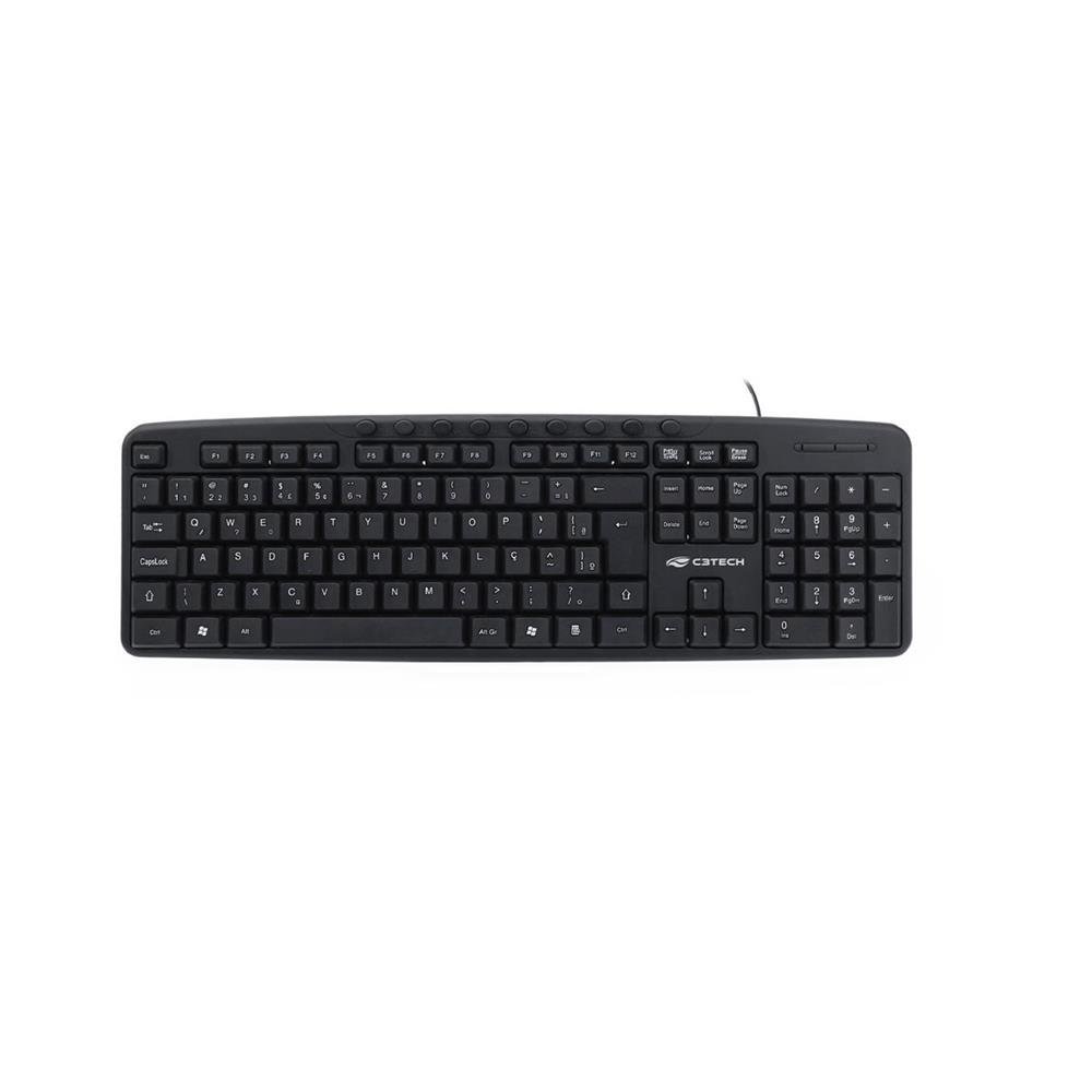 Teclado C3tech Multimídia Com Fio Preto