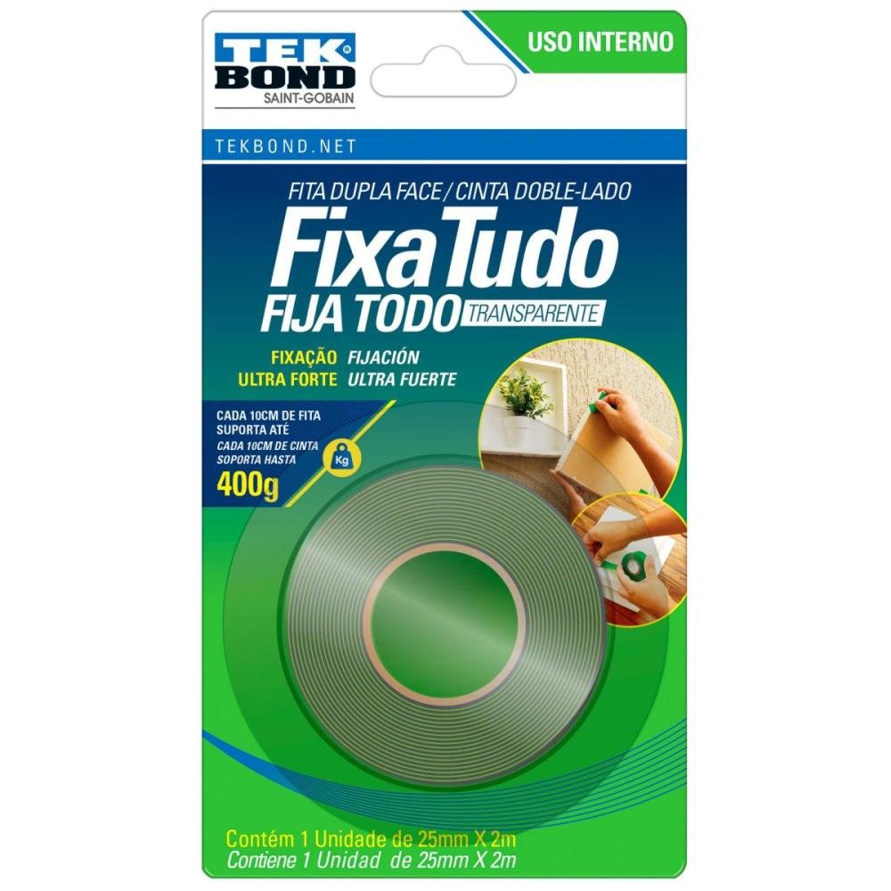 Fita Acrílica Uso Interno Fixa Tudo 25Mm X 2M Blister Tekbond