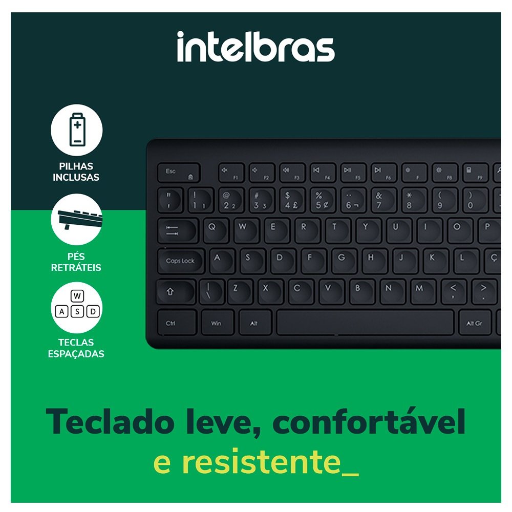 Teclado Sem Fio Tsi50, Preto, Abnt2, 4293200, Intelbras