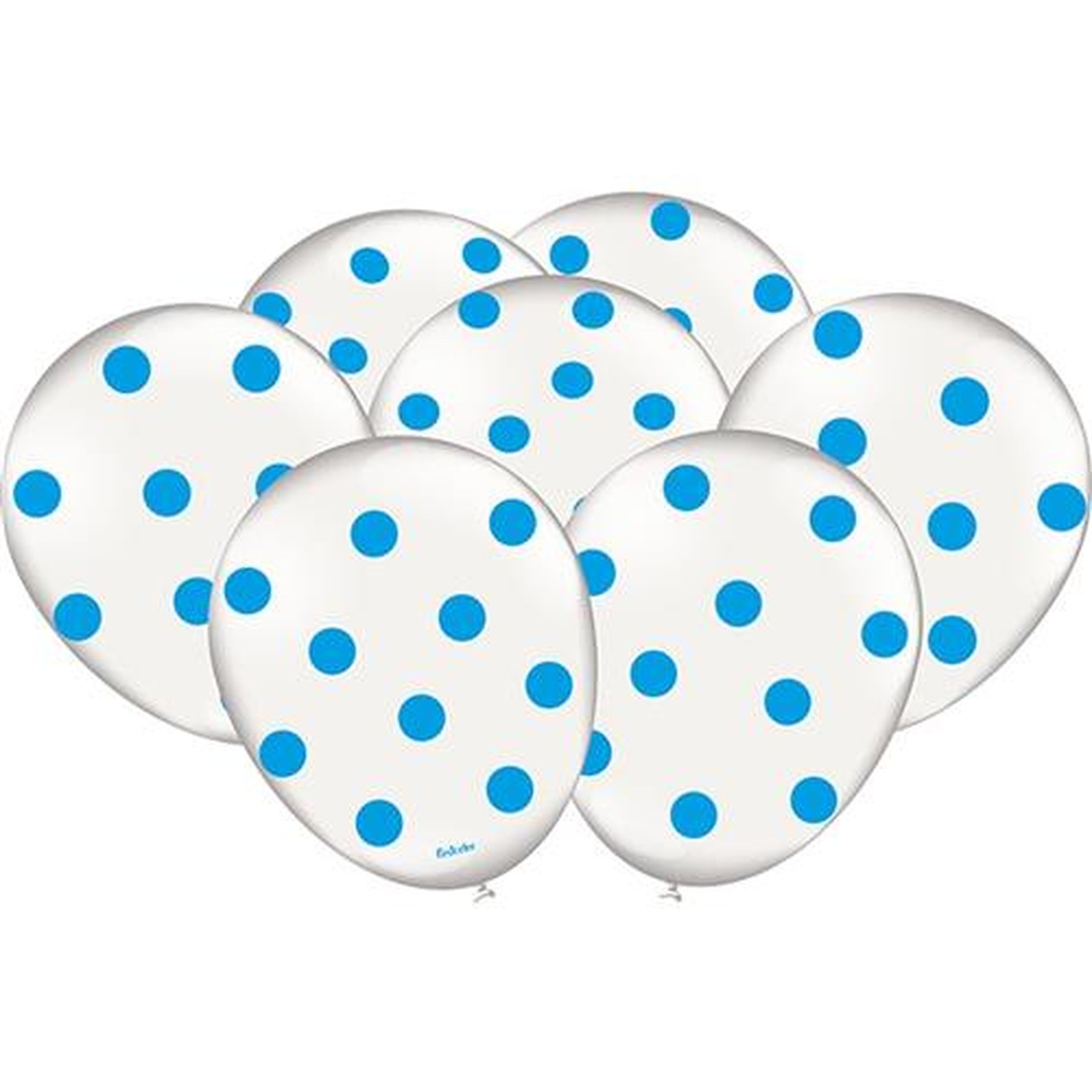 Balao Decorado Poa Branco Azul