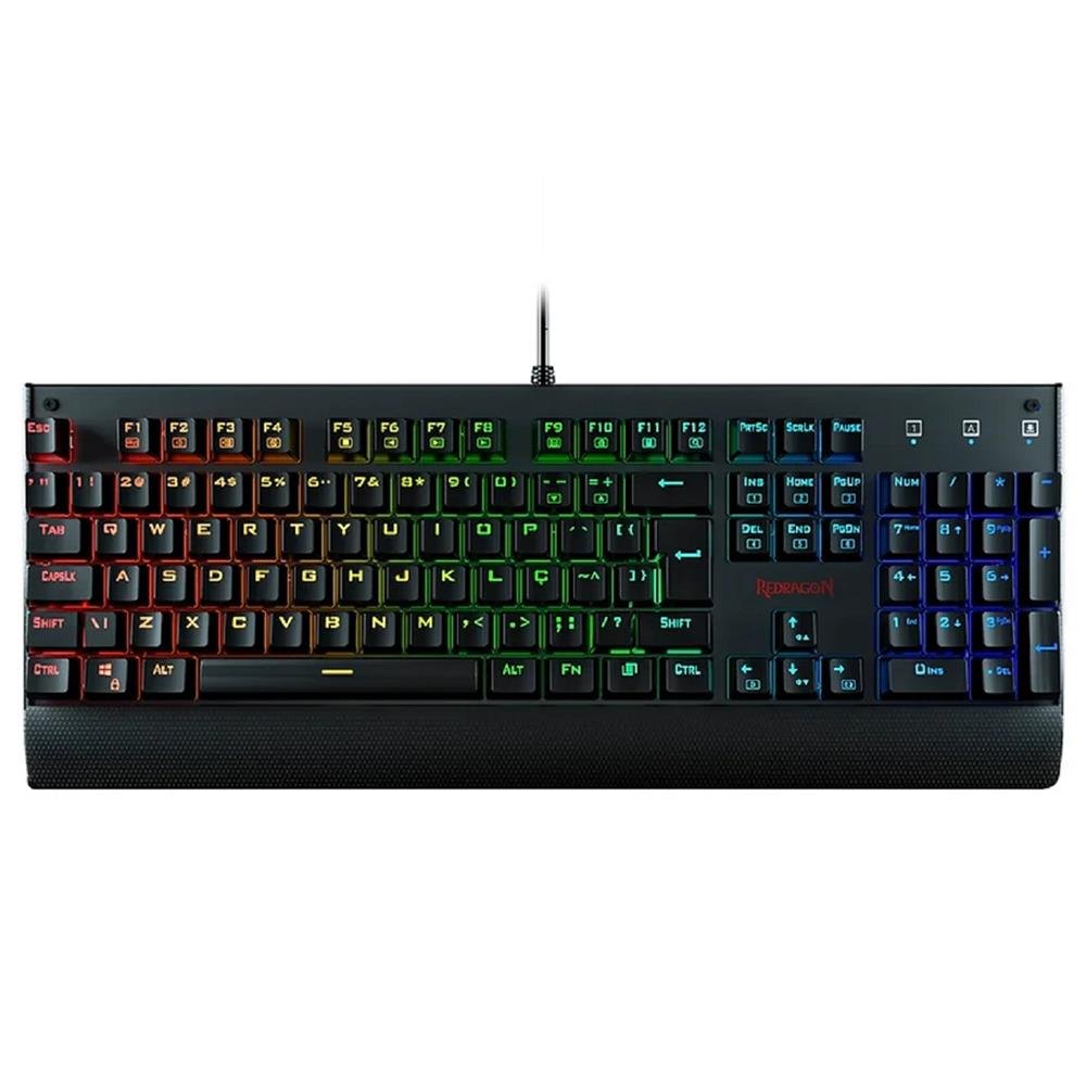 Teclado Mecânico Gamer Redragon Kala, Rgb, Switch Azul, Abnt2, Usb, Preto